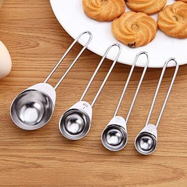 Stainless steel measuring cups, kitchen scale, measuring spoons, baking scoop, cooking utensils, teaspoons, sugar, coffee, measuring tool set, accurate measurement