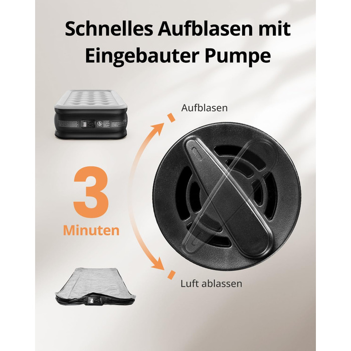 Надувне ліжко Airefina для 1 особи з вбудованим насосом, 99x190x46 см, до 295 кг, з сумкою для перенесення