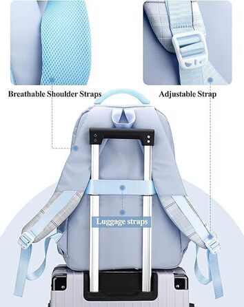 Стильний рюкзак для підліток та жінок, 17 л, легкий, з відділенням для ноутбука, для подорожей, навчання та роботи (блакитний)