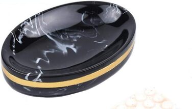 Набір аксесуарів для ванної кімнати, 5 шт., чорний, люкс, мармуровий малюнок, зубна щітка, дозатор мила, стакан, мильниця