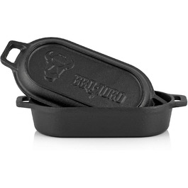 BBQ-Toro Чавунний гусятник 1 л, 29x12,5x5,5 см, вже прожарений, Dutch Oven, каструля для запікання та тушкування, ідеально для хліба й рагу