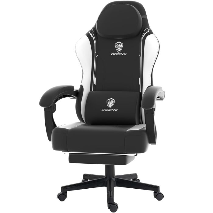 Ігровий крісло Dowinx з PU-шкіри, ергономічний, з підтримкою попереку, для ПК, білий, до 150 кг