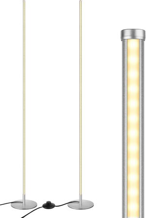 LED торшер Edishine 2 шт. з диммуванням, тепле світло 3000K, регулювання висоти 146 см, з функцією пам'яті, для вітальні, спальні, офісу (срібний)