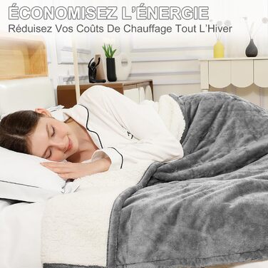 Електрична ковдра COZYTY 150x200 см з таймером та захистом від перегріву, фланель, 6 режимів нагріву, сіра
