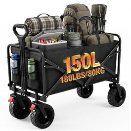 Візок-телега Palawano Bollerwagen 150л складаний: універсальний вантажний візок для кемпінгу, фестивалів, пляжу, саду та покупок