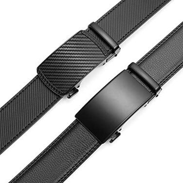 Чоловічий шкіряний ремінь Bostanten з автоматичною пряжкою-застібкою, 35 мм, регульований, довжина 115 см (B-008-чорний)