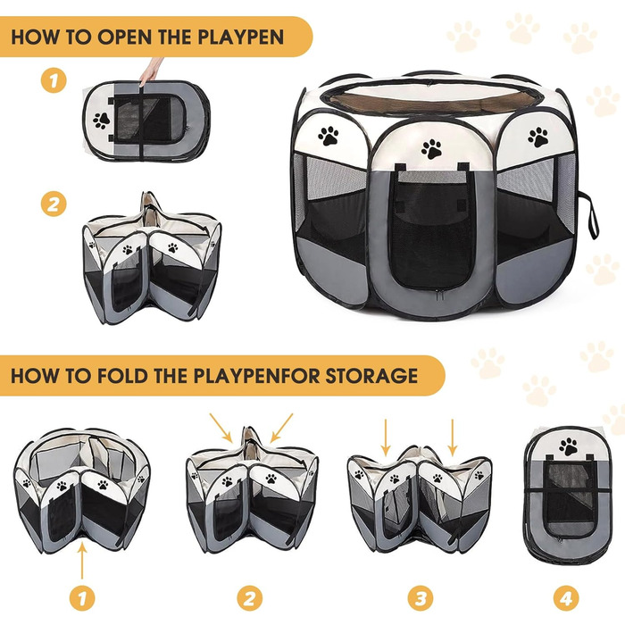 Складана переносна вольєр для собак та котів 74x74x43 см - ідеально для дому та вулиці