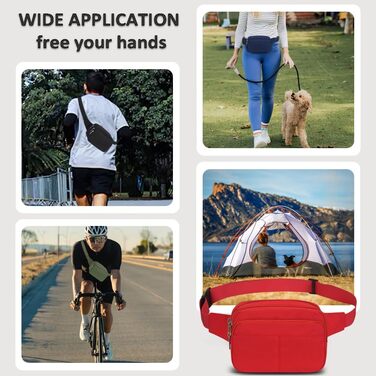 Поясна сумка на пояс для чоловіків та жінок, спортивна, для подорожей, прогулянок з собакою, червона
