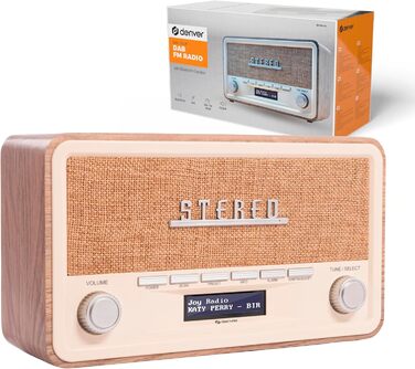 Denver Retro DAB-18: Цифрове радіо DAB+ з Bluetooth, FM та LCD-дисплеєм | 2x20W стерео | Радіо для кухні з будильником