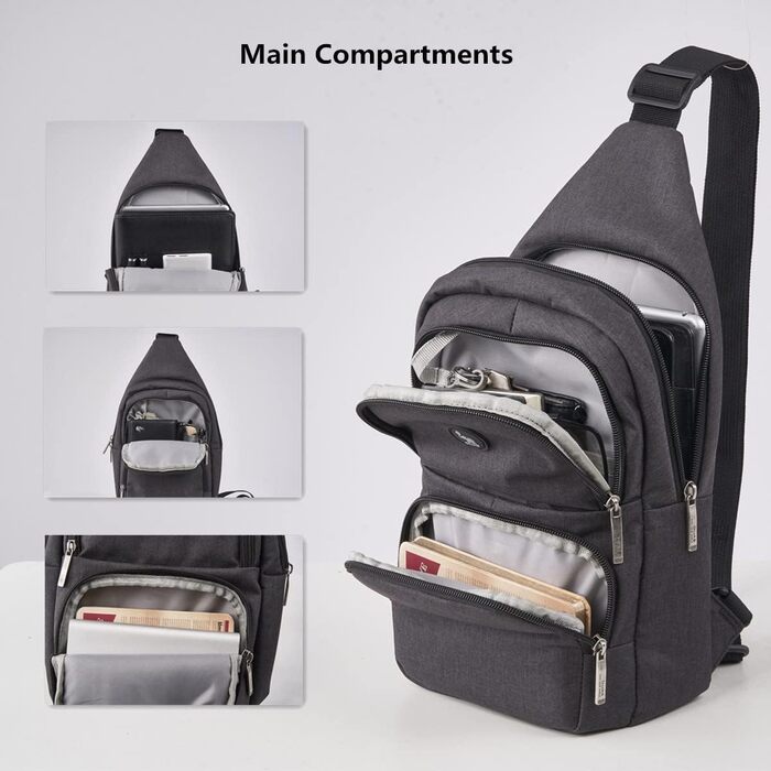 Чоловіча нагрудна сумка OIWAS, чорна, для туризму та повсякденного використання