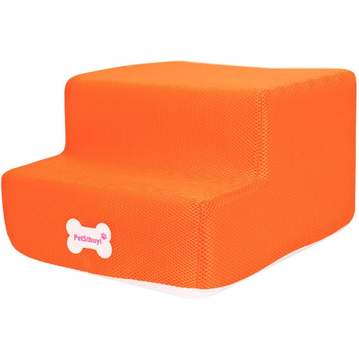 Сходинки для собак на 2 сходинки для ліжка та дивану, 20 см, широкі, для маленьких, старих, великих собак та котів, стійкі, протиковзні, миючі, оранжевого кольору