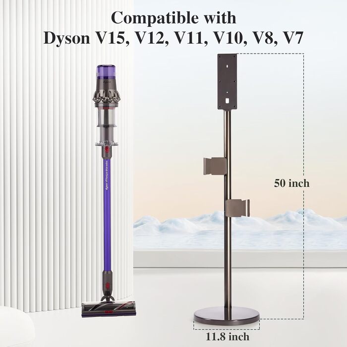 Arondson Vacuum Stand, height-adjustable stand for Dyson V15 Detect V12 V11 V10 V8 V7, aluminum storage stand for 8 accessories, ASS001