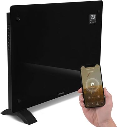 Електричний конвекторний обігрівач VONROC - 1500W, білий/чорний, для кімнат до 24м², ручне/APP керування