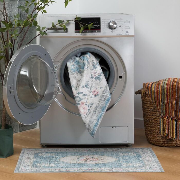 Килим TALETA для вітальні, спальні, офісу: вінтажний, квітковий, 160 x 230 см, блакитний