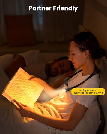 Настільна лампа Glocusent для читання в ліжку, 5 кольорів, регульована яскравість, акумулятор 100 годин, для читання, рукоділля, ремонту