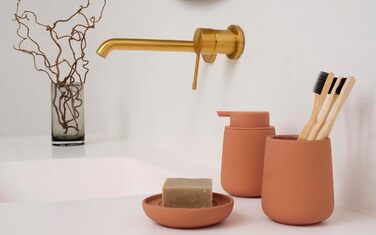 Zone Denmark Nova One Soap Dispenser for the Bathroom, Dispenser made of ceramic for hand soap/liquid soap, Diameter 8 cm, Height 11.5 cm, Capacity 250 ml, Mandarin