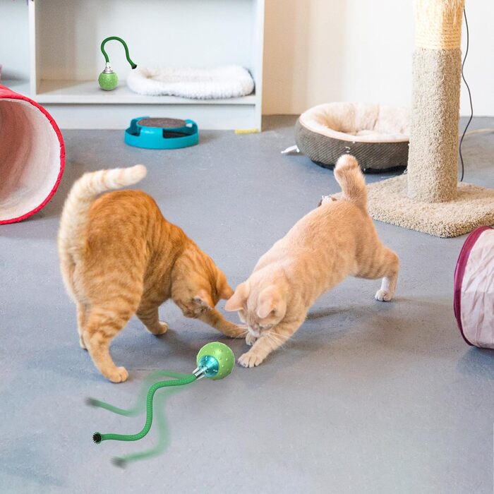 IOKHEIRA Electric Cat Toy Ball - Interactive, Automatic, USB Rechargeable, 3 Working Modes, Irregular Movement (Green)
