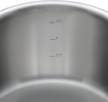 Каструля WMF Gourmet Plus 16 см з нержавіючої сталі Cromargan з металевим кришкою, 1,4 л, для індукційних плит, з внутрішньою шкалою