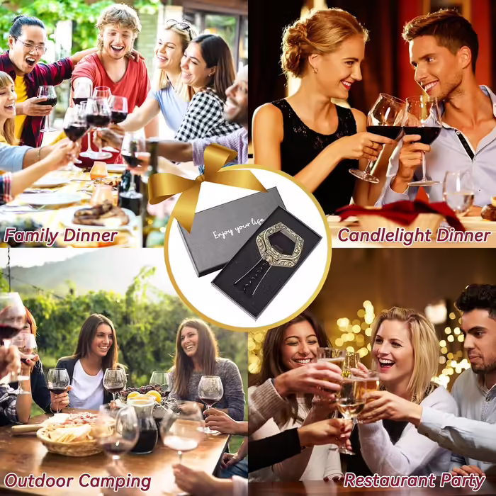 LUCYLANKER Waiter Corkscrew, Aged Wine, Ah So Wine Opener for Vintage Bottles, Two-Prong Corkscrew Remover with Beer Bottle Opener, Waiter Corkscrew, Wine Connoisseur Collector for Opening (Bronze)