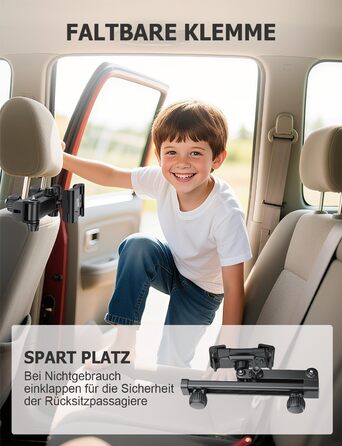 Утримувач для планшету в авто OHLPRO - розсувний, 48 см, універсальний, сумісний з iPad, смартфонами, Switch, з металевими кільцями