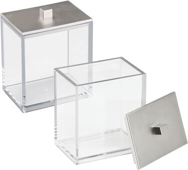 mDesign органайзер для ватних дисків та паличок – набір 2 шт. – прозорий/рожеве золото, пластик