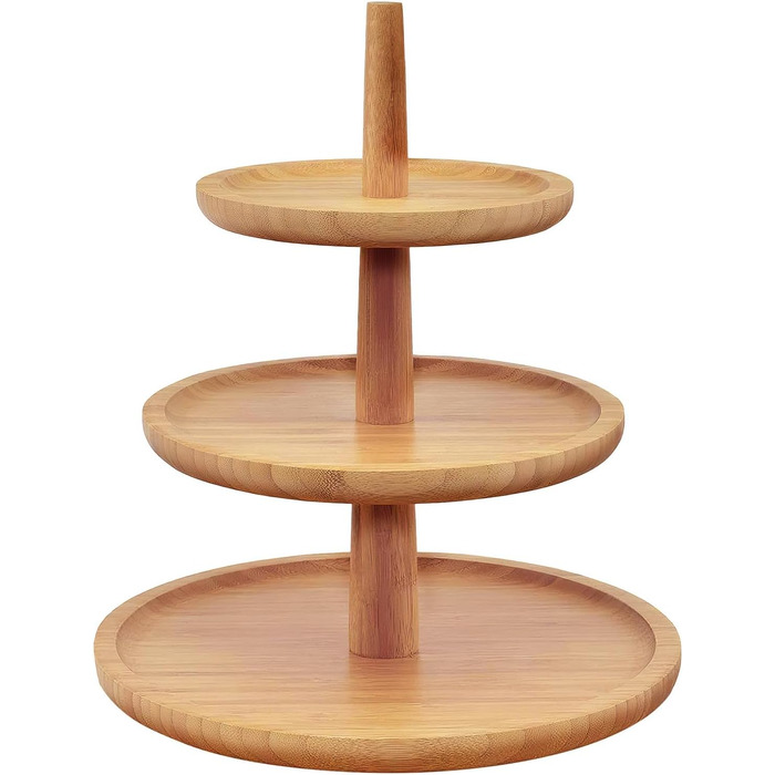Підставка для сервірування Dimono® Deluxe з 3 ярусами; Таця для фруктів, овочів та десертів з бамбукового стійки