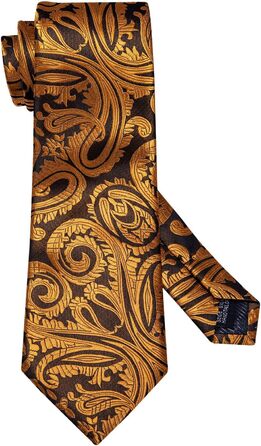 Чоловічий краватковий комплект Hi-Tie: краватка, нагрудна хустинка, затискач для краватки, запонки, шовкова тканина, чорний/золотий візерунок павліній, для вечірки, весілля