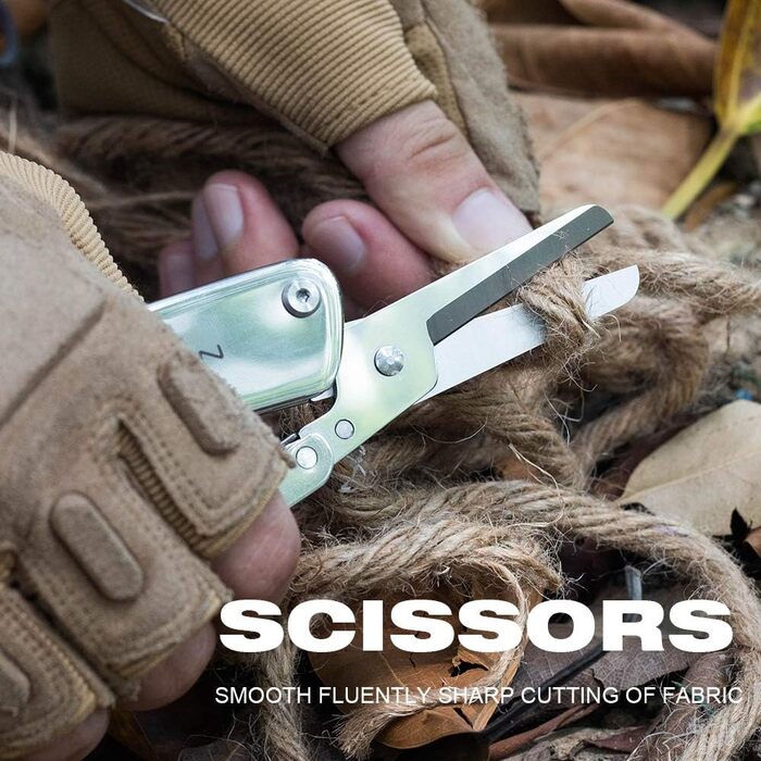 ROXON Pocket Knife and Scissors 2-in-1 EDC Multi Tool with Belt Clip, Perfect for Household Tasks, Hunting, Survival, Fishing, Hiking, Camping
