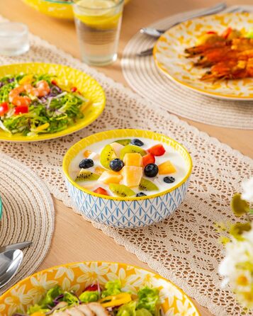 Набір посуду Vancasso Selene для 6 осіб, 24 елементи: тарілки, супові тарілки, миски, десертні тарілки, з пастельного порцеляни, мікрохвильова піч сумісна