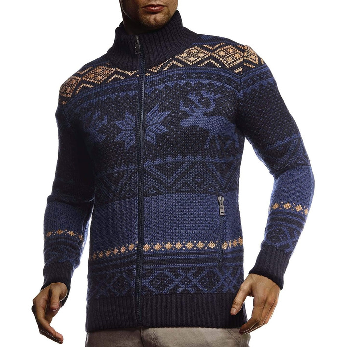 Чоловіча зимова куртка Leif Nelon з коміром-стійкою, стилю норвежка, тепла, для повсякденного носіння, синього кольору (XXL)