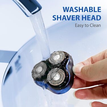 Електрична бритва Sejoy для чоловіків, суха, з підзарядкою, з висувним тримером, швидка зарядка за 1 годину, 3D-головка, LCD-дисплей (Азурний колір)