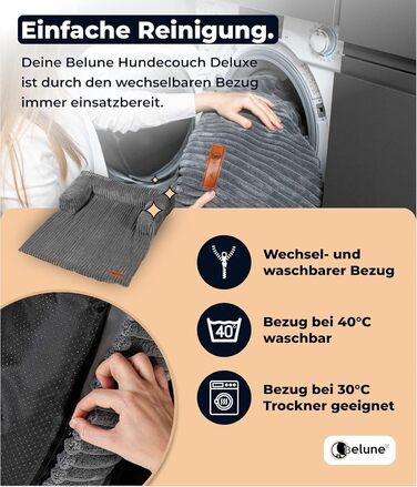 Диванчик для собак Belune Deluxe - миючий, плюшевий, для собак маленьких та середніх порід (темно-сірий, S - 80x78 см)
