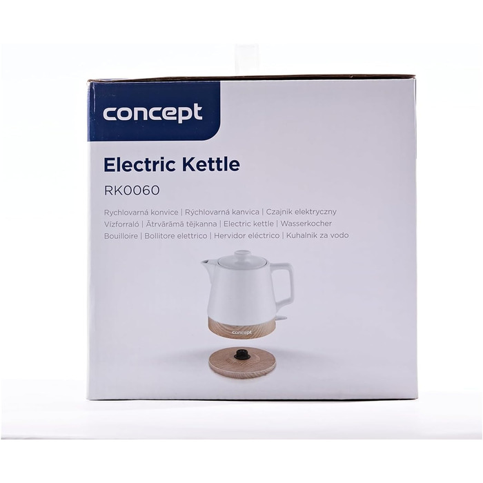Електричний чайник CONCEPT RK0060, 1 л, білий. Керамічний, 1200 Вт, для дому