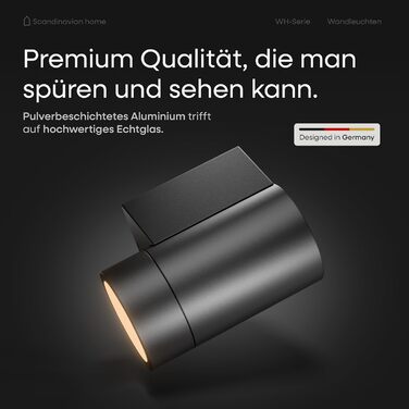 LED-стінна лампа для дому в скандинавському стилі, Aussen & Innen, регулювання яскравості, IP65, 230V, 6W, тепле біле світло 3000K, 700lm, для дому та саду, комплект 2 шт. (Wh-серія Антрацит Ral 7016)