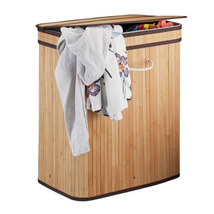 Relaxdays Bamboo Laundry Basket, Square