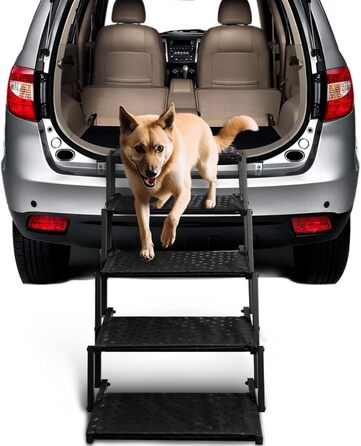 Сходинка для собак у машину – складана пандус для великих собак з антиковзким покриттям, переносна сходинка для авто, SUV, вантажівок, витримує до 90 кг, (ширина 5 сходинок)
