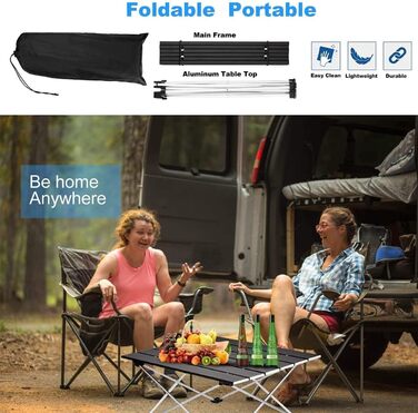 Алюмінієвий складаний столик для кемпінгу та пікніків. Легкий, з сумкою, середній розмір