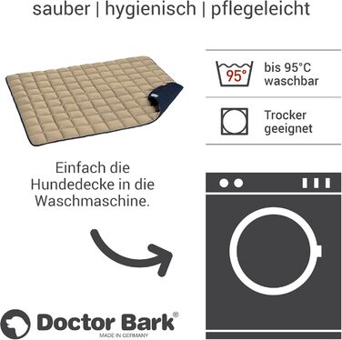 М'яка та якісна лежанка для собак Doctor Bark, розмір L (100x80 см) та XL (120x100 см), для великих собак, міцна, для дому та вулиці, вимивається до 95°C, колір: золотисто-блакитний
