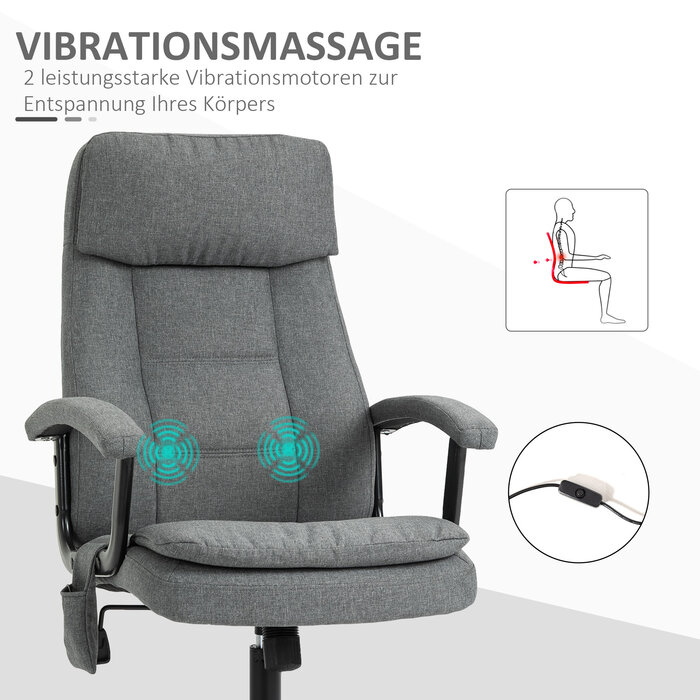Vinsetto Massage Office Chair, Ergonomic Desk Chair, Adjustable Gaming Chair, Grey | Aosom