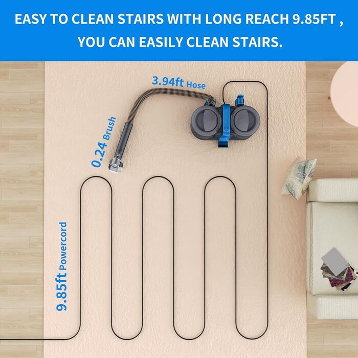 Портативний мийник для меблів та килимів 12kPa 450W: ефективне видалення плям з диванів, авто та килимів