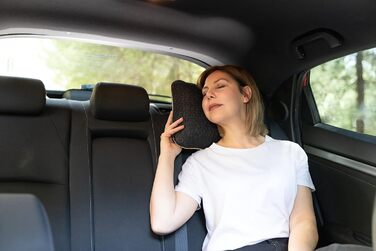 Подушка для подорожей Alkamto: ергономічна подушка з memory foam, регульована температура, Oeko-Tex, чорна, 40x25x10 см