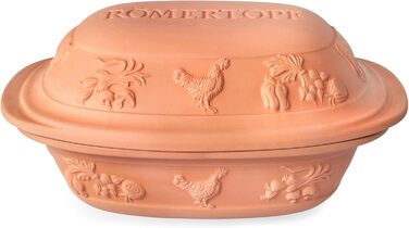 Керамічний жаровий горщик Römertopf RUSTICO 2.5 кг з пароваркою для соковитих натуральних страв, універсальний гусятник для сім'ї, легкий у догляді