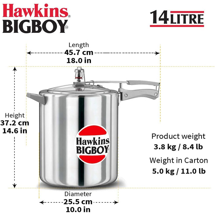 Алюмінієва скороварка Hawkins Bigboy 14 л – швидкоготувальна каструля