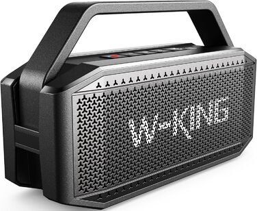 W-KING Bluetooth колонка 100W (60W) чорна, портативна, водонепроникна IPX6, глибокий бас, до 40 годин, AUX, TF, EQ для вечірок та активного відпочинку