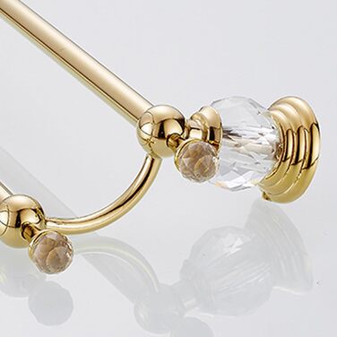 Golden Bathroom Toothbrush Holder, Gold Crystals, Bathroom Hardware (Double Towel Bar, Bright Gold)
