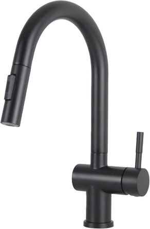 Кран кухонний високого тиску SEMANEY з висувною лійкою, поворотний на 360°, одноручковий, матовий чорний