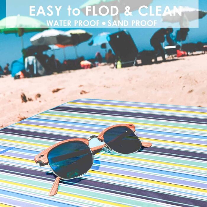 GIVERARE Пікнікова ковдра для пляжу, XL, пісконепроникна, водовідштовхувальна, для кемпінгу, на відкритий простір, швидковисихаюча, сімейна, для подорожей, пікніків, фестивалів, газону