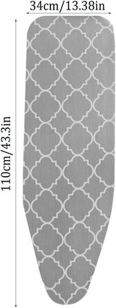 Чохол для прасувальної дошки, сумісний з парогенератором, вогнестійкий, бавовняний, з еластичним краєм, 110 x 34 см