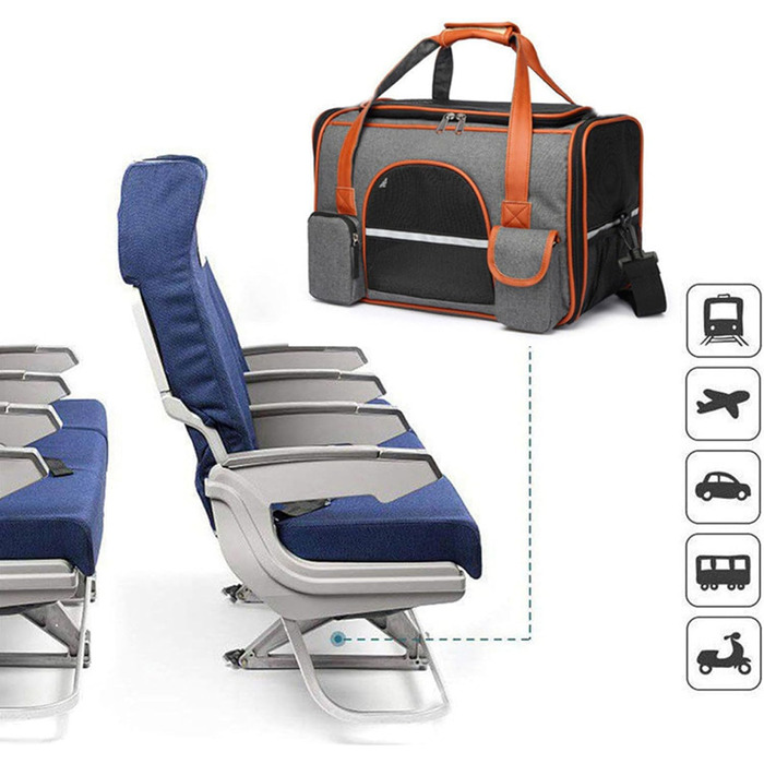 Транспортна сумка для кота/собаки до 8 кг, складана переноска для середніх та маленьких тварин, підходить для подорожей (літак, авто, поїзд), з ременем, переноска-сумка