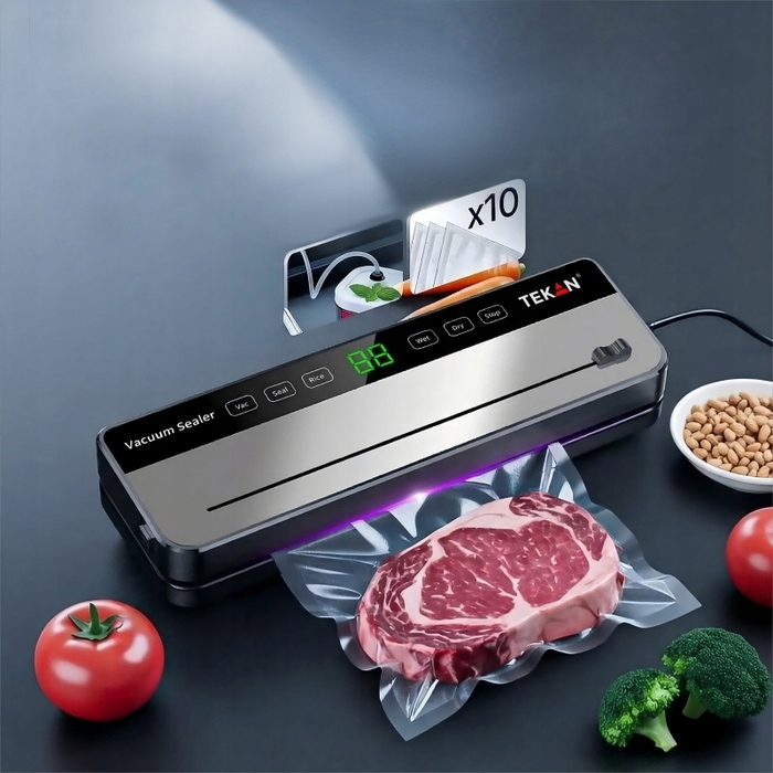 Вакууматор для продуктів із вбудованим ножем та функцією відкачування повітря з контейнерів